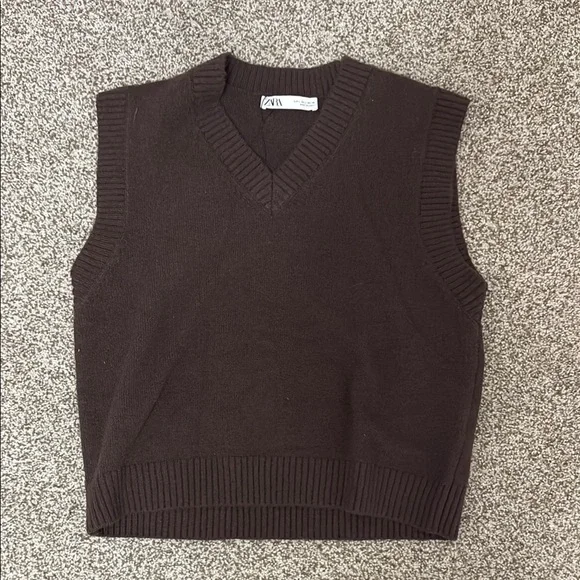 Zara Sweaters Zara Dark Brown Sleeveless Sweater Vest Poshmark